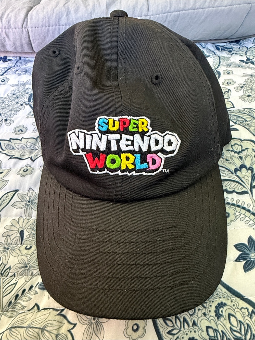 Super Nintendo World Black Embroidered Logo Cap from Japan